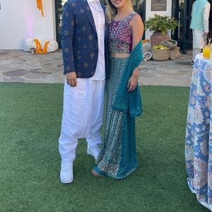 Beaded lehenga choli and matching dupatta